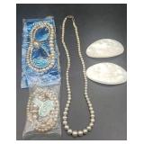 Collection Of Vintage Pearl Necklaces Simulated &