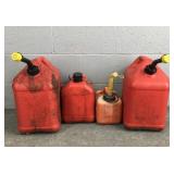 4 Assorted Plastic Gas Cans