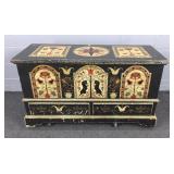 Ornate Painted Trunk With Drawers