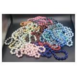 Lot Of 20 Satin Fabric Beaded Necklaces 30" Long