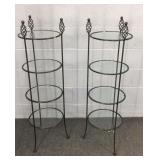 2x The Bid - Wrought Iron And Glass Plant Stands