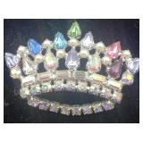 Crown Rhinestone Brooch Signed David