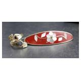 Sterling Silver.925  Abalone Ring And Barrette