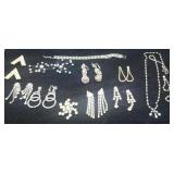 Rhinestone Jewelry Lot Pierced And Clip On