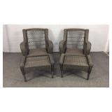 2x The Bid Outdoor Wicker Chairs And Ottomans