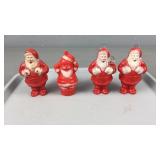 4x The Bid Vintage Plastic Santa Ornaments