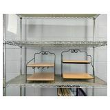 2x The Bid Longaberger Iron & Wood Display Shelves