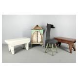 5 Pc Assorted Wood Decor Items