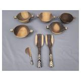 8 Pc Wood Bowls & Utensils 8 Pc Wood Bowls & Utensils