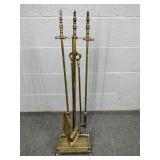 Brass Fireplace Tools W/ Stand Brass Fireplace Tools W/ Stand