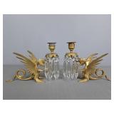 Pair Of Brass Oriental Dragon Candlesticks Lusters