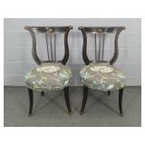 2x The Bid 20th C. Neoclassical Lyre Back Chairs 2x The Bid 20th C. Neoclassical Lyre Back Chairs