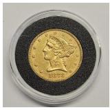 1873 Liberty Head $5 Gold Piece