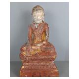 Very Old Carved Wood Painted Buddha Statue