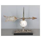 Antique Weathervane And Milk Glass Lightening Rod