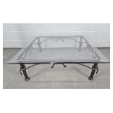 Glass Top Coffee Table W Metal Frame