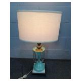 Blue Milk Glass Mid Century Lamp Marble