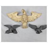 3 Pc Painted Carved Wood Eagles 3 Pc Painted Carved Wood Eagles