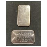 2x The Bid Engelhard 1 Troy Oz .999 Silver Bars