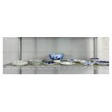 22 Pcs Antique Blue China W Chips - Some Flow Blue 22 Pcs Antique Blue China W Chips - Some Flow Blue