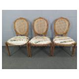 3x The Bid Antique Carved Cane Back Chairs