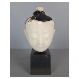 Painted Marble / Alabaster Buddha Head On Base Painted Marble / Alabaster Buddha Head On Base