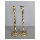 Pair Of Tall Brass Candlesticks Pair Of Tall Brass Candlesticks