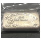 Opm Poured 10 Troy Oz .9995 Silver Bar Ingot Opm Poured 10 Troy Oz .9995 Silver Bar Ingot