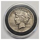 1921 Key Date High Relief Peace Dollar