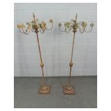 2x The Bid Floor Standing Metal Italian Candelabra 2x The Bid Floor Standing Metal Italian Candelabra