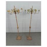 2x The Bid Floor Standing Metal Italian Candelabra