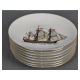 Lot Of 8 Bavarian Porcelain Ship Plates