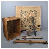 6 Pc Vintage Items Crate, Table And More 6 Pc Vintage Items Crate, Table And More