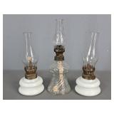 3 Pc Vintage Small Oil Lamps 3 Pc Vintage Small Oil Lamps