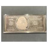 4 Troy Oz .999 Silver $100 Bill Ingot