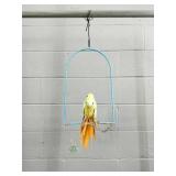 Hanging Metal Parrot On Perch Decor