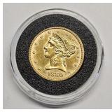 1880 Liberty Head $5 Gold Piece