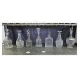 7 Pc Assorted Glass Decanters