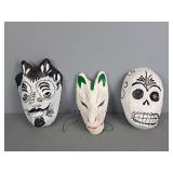 3x The Bid Papier Mache Ceremonial Masks