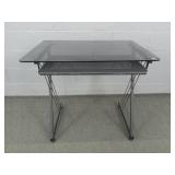 Black Glass Top Metal Frame Desk W/ Keyboard Slide