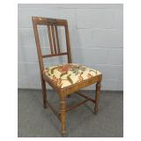 Vintage Solid Wood Chair W Upholstered Cushion