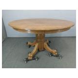 Solid Oak Clawfoot Pedestal Dining Table