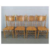 4x The Bid Vintage Oak Pressed Back Chairs 4x The Bid Vintage Oak Pressed Back Chairs