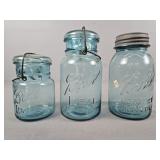 Lot Of 3 Vintage Aqua Ball Mason Jars 2 Qt 1 Pt Lot Of 3 Vintage Aqua Ball Mason Jars 2 Qt 1 Pt