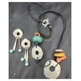 Signed Ben Amun Jewelry Set Necklace And Pierced Signed Ben Amun Jewelry Set Necklace And Pierced