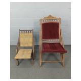 2x The Bid Antique Wood Folding Chairs