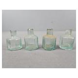 Lot Of 4 Blown Octagonal Antique Inkwells