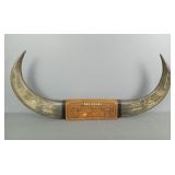 Vintage Carved Hanging Water Buffalo Horns Vintage Carved Hanging Water Buffalo Horns