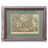 F F Palmer Lithograph - Woodcock Shooting F F Palmer Lithograph - Woodcock Shooting