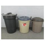 3x The Bid Rubbermaid 20, 26, & 30 Gal Trash Cans